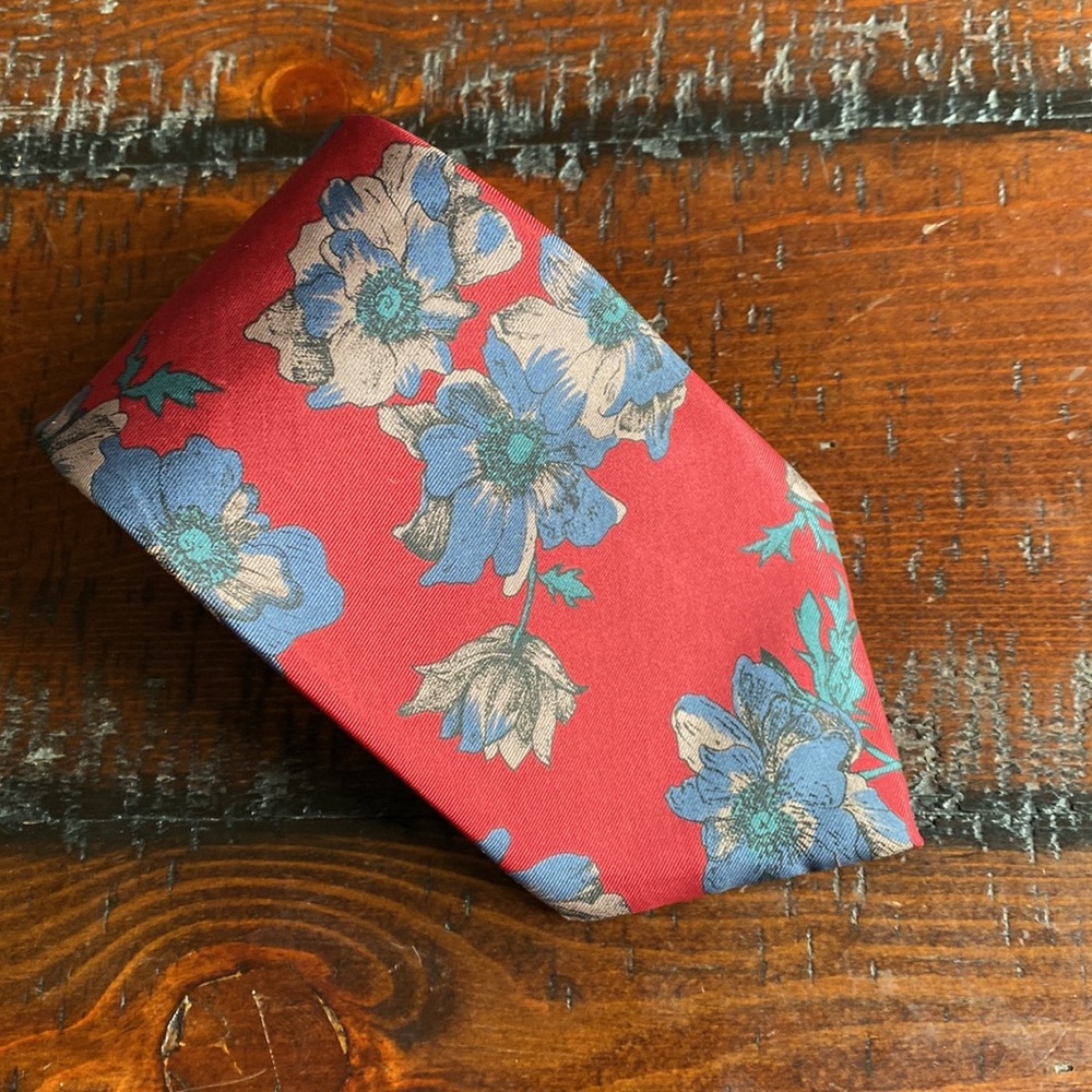 Oscar de la Renta couture Floral accessories mens neckties ties vintage silk